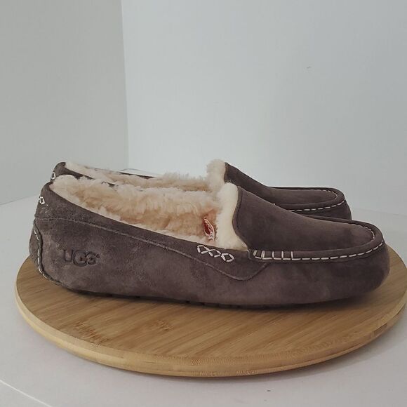 UGG Ansley Slipper Espresso Suede Wool Loafer Moccasin Women US 11 EU 42 New - Picture 2 of 13